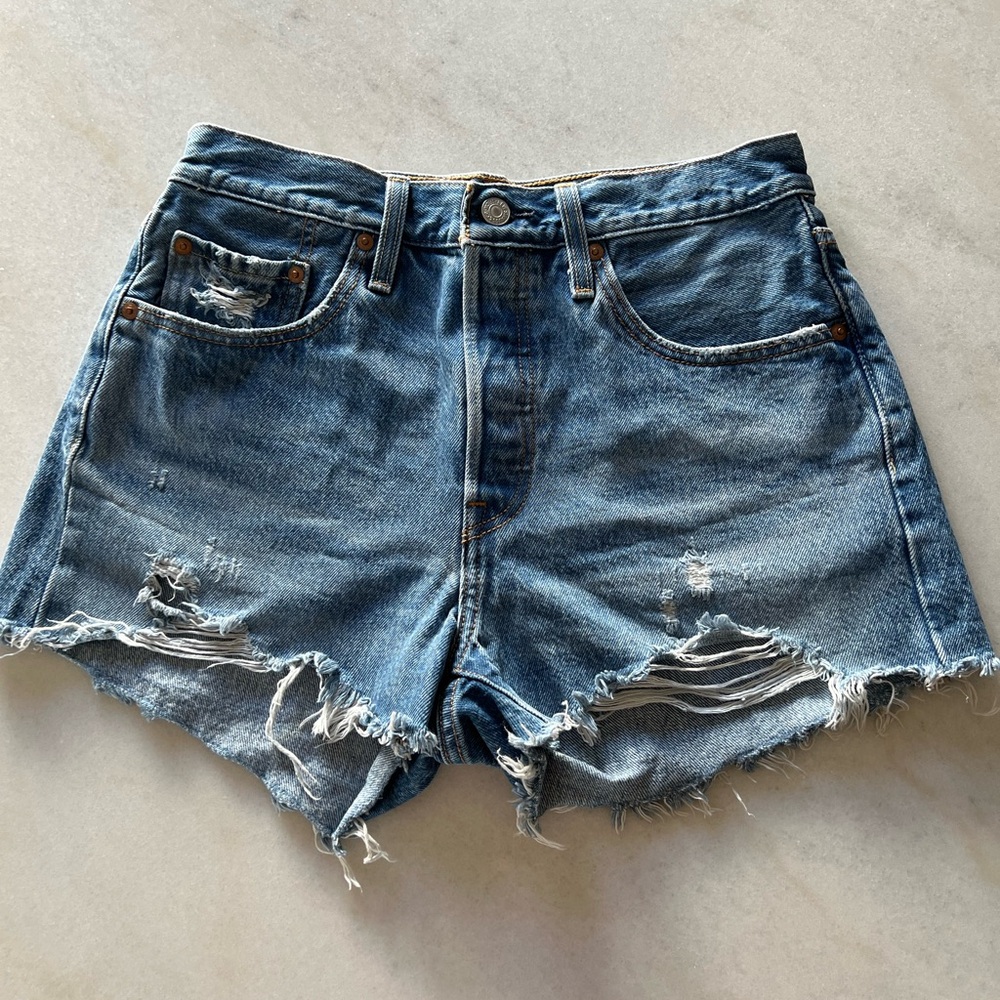 Levi's Distressed Blue Jean Shorts
